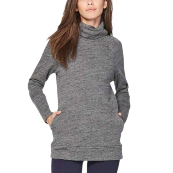 Lululemon Gray Charcoal Heather To You Tunic Cowl Neck Sweater 6 - Picture 1 of 6